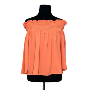 Glam orange 3/4 sleeves off shoulder crop top size Large